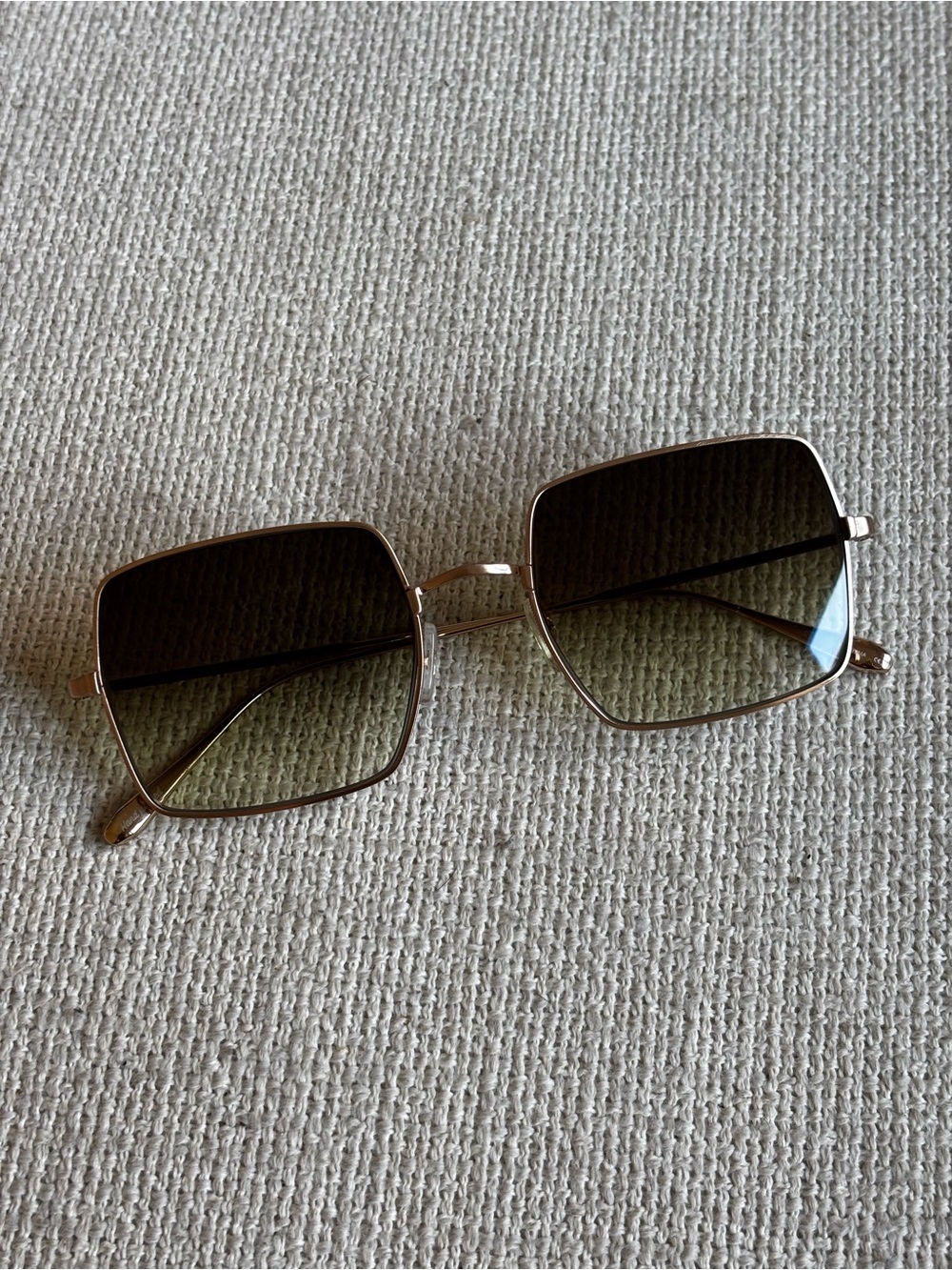 Women's Gold Square Metal Frame Sunglasses with Gradient Brown Lenses
